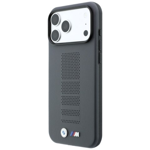 Etui BMW M Blue Perfo Metal Logo MagSafe do iPhone 18 Pro Max / 17 Pro Max szary