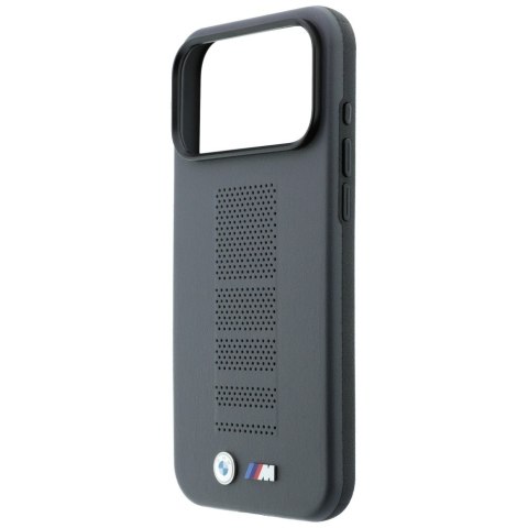 Etui BMW M Blue Perfo Metal Logo MagSafe do iPhone 18 Pro Max / 17 Pro Max szary