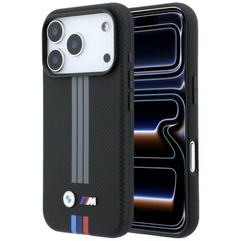 Etui BMW M Quadrille Kevlar Anthracite & Tricolor Print Lines MagSafe do iPhone 18 Pro Max / 17 Pro Max czarny