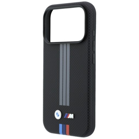 Etui BMW M Quadrille Kevlar Anthracite & Tricolor Print Lines MagSafe do iPhone 18 Pro Max / 17 Pro Max czarny