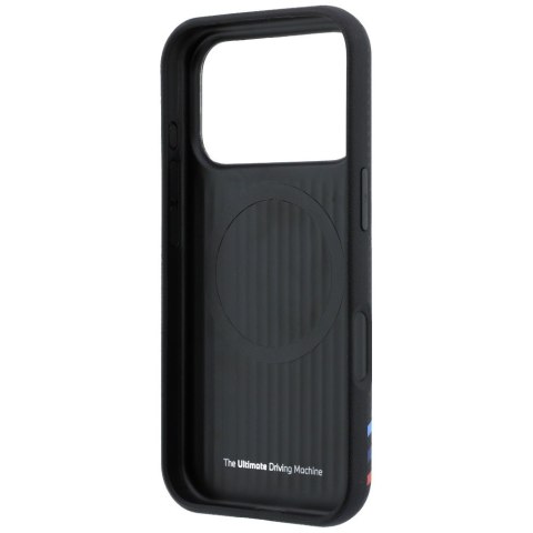 Etui BMW M Quadrille Kevlar Print Tricolor Lines & Metal Logo MagSafe do iPhone 18 Pro / 17 Pro czarny