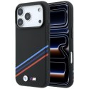 Etui BMW M Quadrille Kevlar Print Tricolor Lines & Metal Logo MagSafe do iPhone 18 Pro Max / 17 Pro Max czarny