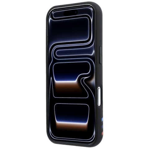 Etui BMW M Quadrille Kevlar Print Tricolor Lines & Metal Logo MagSafe do iPhone 18 Pro Max / 17 Pro Max czarny