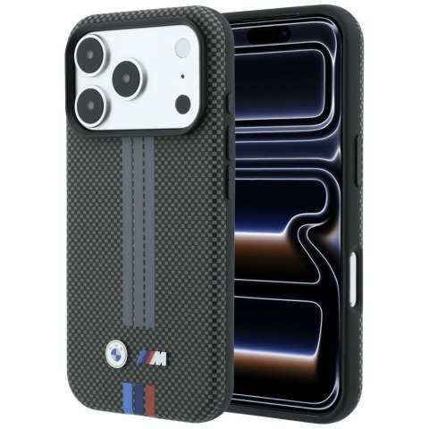 Etui BMW M Quadrille Kevlar Tricolor Print Lines MagSafe do iPhone 18 Pro / 17 Pro antracytowy