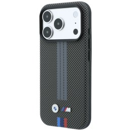 Etui BMW M Quadrille Kevlar Tricolor Print Lines MagSafe do iPhone 18 Pro / 17 Pro antracytowy