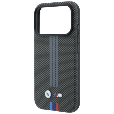 Etui BMW M Quadrille Kevlar Tricolor Print Lines MagSafe do iPhone 18 Pro / 17 Pro antracytowy