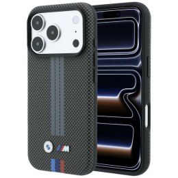 Etui BMW M Quadrille Kevlar Tricolor Print Lines MagSafe do iPhone 18 Pro Max / 17 Pro Max anthracite