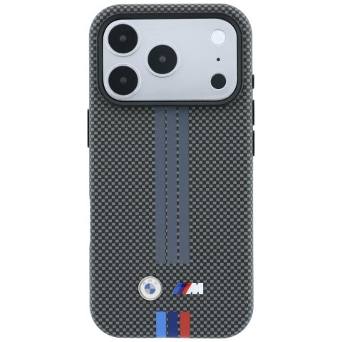 Etui BMW M Quadrille Kevlar Tricolor Print Lines MagSafe do iPhone 18 Pro Max / 17 Pro Max anthracite