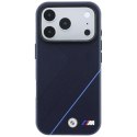 Etui BMW M Tire Track Blue Line MagSafe do iPhone 18 Pro / 17 Pro granatowy