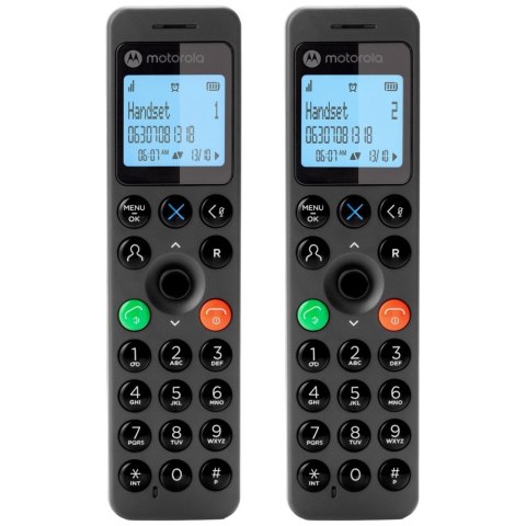Telefon stacjonarny bezprzewodowy zestaw 2 szt. Motorola DOT202 czarny