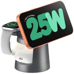 Ładowarka bezprzewodowa 3w1 z lampką nocną SODI W108A 25W szary