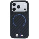Etui BMW M Kevlar Blue Print Ring Metal Logo MagSafe do iPhone 18 Pro / 17 Pro czarny