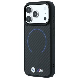 Etui BMW M Kevlar Blue Print Ring Metal Logo MagSafe do iPhone 18 Pro Max / 17 Pro Max czarny