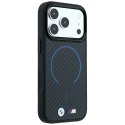 Etui BMW M Kevlar Blue Print Ring Metal Logo MagSafe do iPhone 18 Pro Max / 17 Pro Max czarny