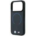 Etui BMW M Kevlar Blue Print Ring Metal Logo MagSafe do iPhone 18 Pro Max / 17 Pro Max czarny