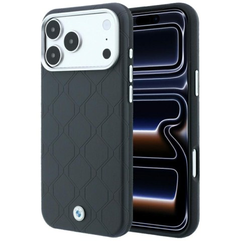 Etui BMW Sign Deboss Quilted Metal Logo MagSafe do iPhone 18 Pro / 17 Pro antracytowy
