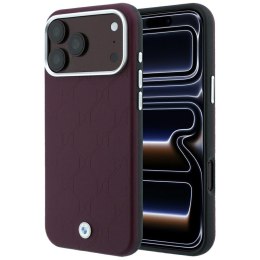 Etui BMW Sign Deboss Quilted Metal Logo MagSafe do iPhone 18 Pro / 17 Pro bordowy