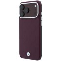 Etui BMW Sign Deboss Quilted Metal Logo MagSafe do iPhone 18 Pro / 17 Pro bordowy