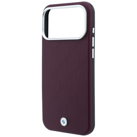 Etui BMW Sign Deboss Quilted Metal Logo MagSafe do iPhone 18 Pro / 17 Pro bordowy