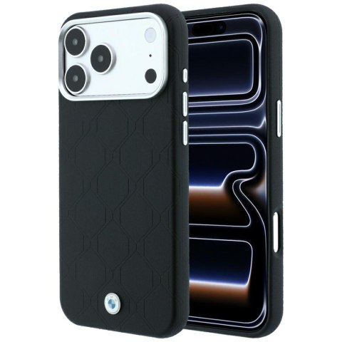 Etui BMW Sign Deboss Quilted Metal Logo MagSafe do iPhone 18 Pro / 17 Pro czarny