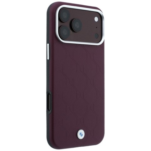 Etui BMW Sign Deboss Quilted Metal Logo MagSafe do iPhone 18 Pro Max / 17 Pro Max bordowy