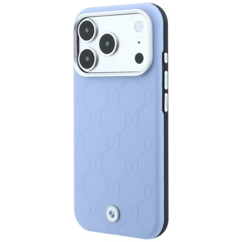 Etui BMW Sign Deboss Quilted Metal Logo MagSafe do iPhone 18 Pro Max / 17 Pro Max niebieski