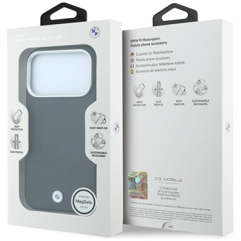 Etui BMW Sign Inclined Deboss Letters MagSafe do iPhone 18 Pro Max / 17 Pro Max czarny