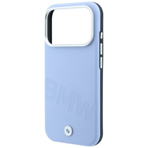 Etui BMW Sign Inclined Deboss Letters MagSafe do iPhone 18 Pro Max / 17 Pro Max niebieski