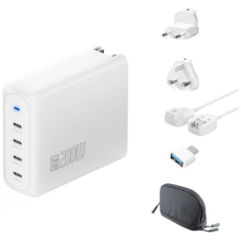 Ładowarka sieciowa 4smarts GaN Flex Pro Travel 200W 4 USB-C biała-white