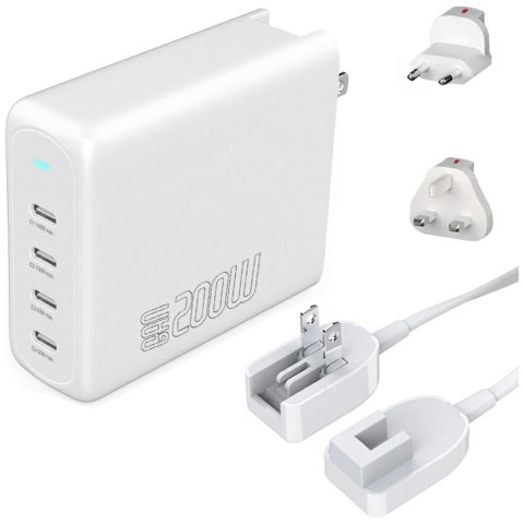 Ładowarka sieciowa 4smarts GaN Flex Pro Travel 200W 4 USB-C biała-white