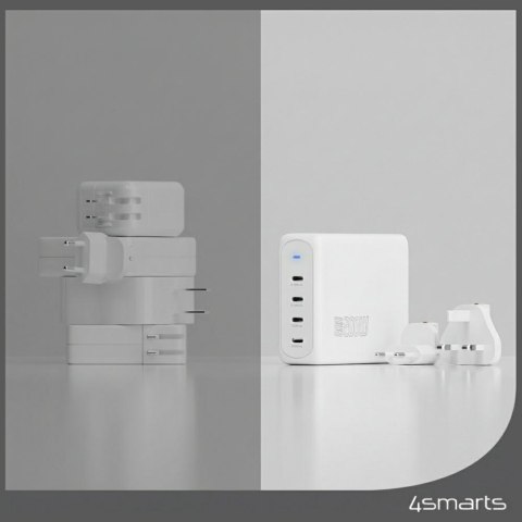 Ładowarka sieciowa 4smarts GaN Flex Pro Travel 200W 4 USB-C biała-white