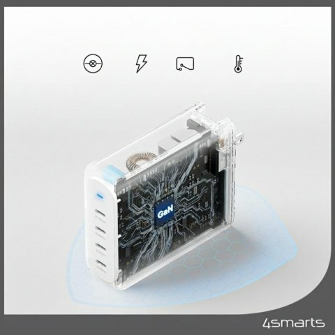 Ładowarka sieciowa 4smarts GaN Flex Pro Travel 200W 4 USB-C biała-white