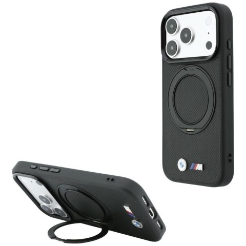 Etui BMW Kevlar Ring Stand 360 MagSafe do iPhone 18 Pro / 17 Pro czarny