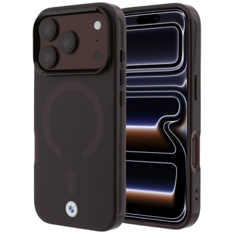 Etui BMW Sign Frosted IML & Metal Logo MagSafe do iPhone 18 Pro / 17 Pro burgundowy