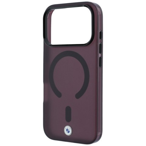 Etui BMW Sign Frosted IML & Metal Logo MagSafe do iPhone 18 Pro / 17 Pro burgundowy