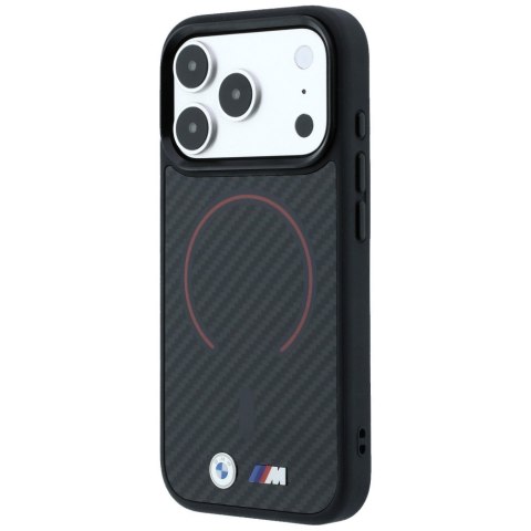 Etui BMW M Kevlar Red Print Ring Metal Logo MagSafe do iPhone 18 Pro / 17 Pro czarny