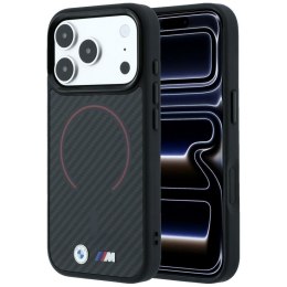 Etui BMW M Kevlar Red Print Ring Metal Logo MagSafe do iPhone 18 Pro Max / 17 Pro Max czarny