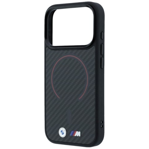 Etui BMW M Kevlar Red Print Ring Metal Logo MagSafe do iPhone 18 Pro Max / 17 Pro Max czarny