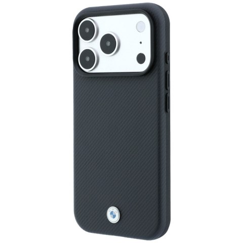 Etui BMW Kevlar Metal Logo MagSafe do iPhone 18 Pro / 17 Pro antracytowy