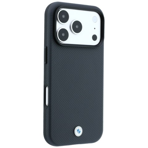 Etui BMW Kevlar Metal Logo MagSafe do iPhone 18 Pro / 17 Pro antracytowy
