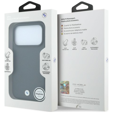 Etui BMW Kevlar Metal Logo MagSafe do iPhone 18 Pro / 17 Pro antracytowy
