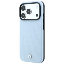 Etui BMW Kevlar Metal Logo MagSafe do iPhone 18 Pro / 17 Pro niebieski