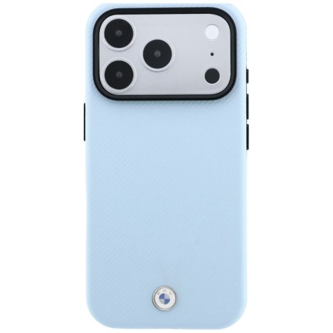 Etui BMW Kevlar Metal Logo MagSafe do iPhone 18 Pro / 17 Pro niebieski