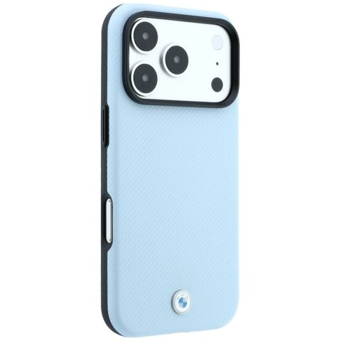 Etui BMW Kevlar Metal Logo MagSafe do iPhone 18 Pro Max / 17 Pro Max niebieski
