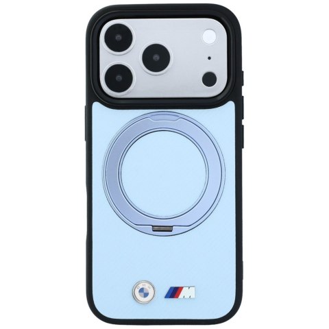 Etui BMW Kevlar Ring Stand 360 MagSafe do iPhone 18 Pro Max / 17 Pro Max niebieski