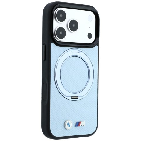 Etui BMW Kevlar Ring Stand 360 MagSafe do iPhone 18 Pro Max / 17 Pro Max niebieski