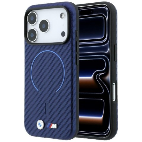 Etui BMW M Carbon Printed Ring MagSafe do iPhone 18 Pro / 17 Pro granatowy