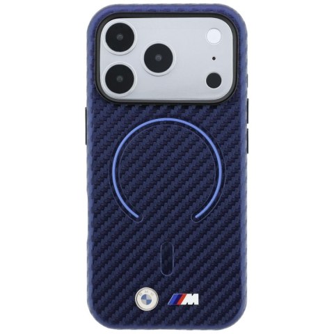 Etui BMW M Carbon Printed Ring MagSafe do iPhone 18 Pro Max / 17 Pro Max granatowy