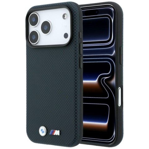 Etui BMW M Quadrille Kevlar Metal Logo MagSafe do iPhone 18 Pro Max / 17 Pro Max granatowy