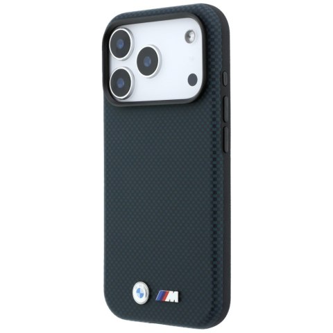Etui BMW M Quadrille Kevlar Metal Logo MagSafe do iPhone 18 Pro Max / 17 Pro Max granatowy